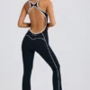 Petite Soft Active Jumpsuit mit offenem Rücken in Schwarz Petite Soft Active Jumpsuit mit offenem Rücken in Schwarz