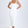 Petula Midaxi-Kleid mit Spitzenbesatz in Weiß