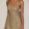 Philomena Verziertes, rückenfreies, figurbetontes Minikleid mit weichem Ausschnitt in Gold Philomena Verziertes, rückenfreies, figurbetontes Minikleid mit weichem Ausschnitt in Gold
