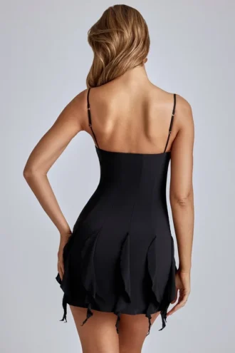 Piera A-Linien-Minikleid mit Rüschen in Schwarz