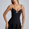 Piera A-Linien-Minikleid mit Rüschen in Schwarz