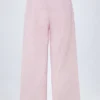 Piran-Hose aus Baumwollpopeline mit weitem Bein in rosa Streifen Piran-Hose aus Baumwollpopeline mit weitem Bein in rosa Streifen