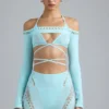 Pixie Embellished Cropped Shrug in Eisblau Pixie Embellished Cropped Shrug in Eisblau