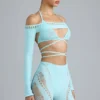Pixie Embellished Cropped Shrug in Eisblau Pixie Embellished Cropped Shrug in Eisblau