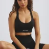 Plunge Neck Define Luxe Sport-BH in Schwarz