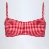 Portbou Bandeau-Bikinioberteil mit Rüschen in rotem Gingham