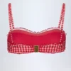 Portbou Bandeau-Bikinioberteil mit Rüschen in rotem Gingham