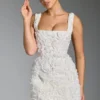 Posy Minikleid mit Blumenapplikationen, quadratischem Ausschnitt und Korsett-Optik in Weiß Posy Minikleid mit Blumenapplikationen, quadratischem Ausschnitt und Korsett-Optik in Weiß