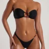 Praslin Bandeau-Bikinioberteil mit Perlenverzierung in Schwarz Praslin Bandeau-Bikinioberteil mit Perlenverzierung in Schwarz