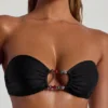 Praslin Bandeau-Bikinioberteil mit Perlenverzierung in Schwarz Praslin Bandeau-Bikinioberteil mit Perlenverzierung in Schwarz