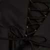 Priaska Rüschen-Schnür-Korsett-Playsuit in Schwarz Priaska Rüschen-Schnür-Korsett-Playsuit in Schwarz