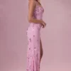 Primara Maxikleid mit Verzierungen in Zuckerwatte-Rosa