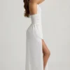 Pryana Plunge-Maxikleid mit gekreuztem Rücken in Weiß Pryana Plunge-Maxikleid mit gekreuztem Rücken in Weiß