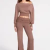 Thea Modal-Hose mit niedriger Leibhöhe und geradem Bein in Mokka Thea Modal-Hose mit niedriger Leibhöhe und geradem Bein in Mokka