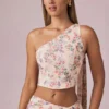 Rae Ein-Schulter-Oberteil mit Schaldetail im Primrose-Blumenprint