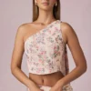 Rae Ein-Schulter-Oberteil mit Schaldetail im Primrose-Blumenprint