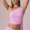Rae One-Shoulder-Oberteil mit Schaldetail in Pink Orchid