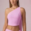Rae One-Shoulder-Oberteil mit Schaldetail in Pink Orchid