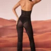 Ramona Jumpsuit mit verziertem Plunge-Ausschnitt in Schwarz