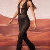 Ramona Jumpsuit mit verziertem Plunge-Ausschnitt in Schwarz