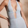 Ramona Petite Jumpsuit mit verziertem Plunge-Ausschnitt in Aqua Ramona Petite Jumpsuit mit verziertem Plunge-Ausschnitt in Aqua