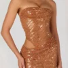 Rania Minikleid mit Cut-outs und Verzierungen in Bronze Rania Minikleid mit Cut-outs und Verzierungen in Bronze