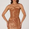 Rania Minikleid mit Cut-outs und Verzierungen in Bronze Rania Minikleid mit Cut-outs und Verzierungen in Bronze