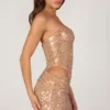 Rania Minikleid mit Cut-outs und Verzierungen in Gold Rania Minikleid mit Cut-outs und Verzierungen in Gold