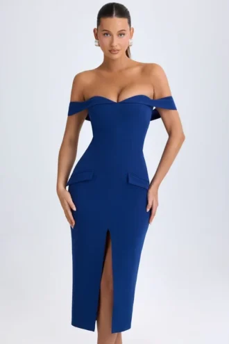 Rasine Off-Shoulder Midaxi-Kleid in True Navy