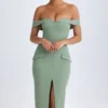 Rasine schulterfreies Midaxi-Kleid in Khaki-Grün Rasine schulterfreies Midaxi-Kleid in Khaki-Grün