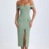 Rasine schulterfreies Midaxi-Kleid in Khaki-Grün Rasine schulterfreies Midaxi-Kleid in Khaki-Grün