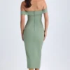Rasine schulterfreies Midaxi-Kleid in Khaki-Grün Rasine schulterfreies Midaxi-Kleid in Khaki-Grün