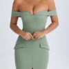 Rasine schulterfreies Midaxi-Kleid in Khaki-Grün Rasine schulterfreies Midaxi-Kleid in Khaki-Grün