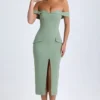 Rasine schulterfreies Midaxi-Kleid in Khaki-Grün Rasine schulterfreies Midaxi-Kleid in Khaki-Grün