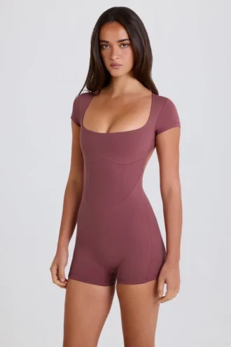 Rückenfreier Unitard in Acai Rückenfreier Unitard in Acai