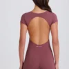 Rückenfreier Unitard in Acai