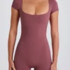 Rückenfreier Unitard in Acai