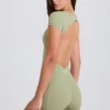 Rückenfreier Unitard in Matcha Rückenfreier Unitard in Matcha