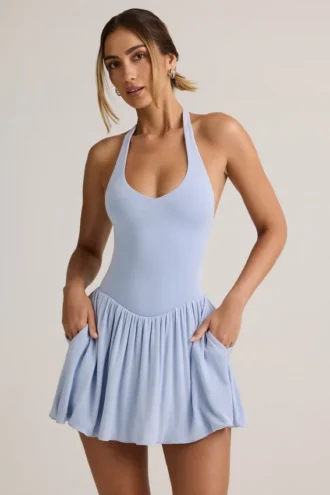 Reanna Modal-Minikleid mit rückenfreiem Neckholder in Hellblau