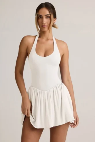 Reanna Modal-Minikleid mit rückenfreiem Neckholder in Weiß
