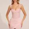 Reeva Minikleid mit drapiertem Korsett in Blush Pink