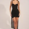 Reeva Minikleid mit Korsett und Drapierung in Schwarz