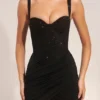 Reeva Minikleid mit Korsett und Drapierung in Schwarz