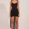 Reeva Minikleid mit Korsett und Drapierung in Schwarz