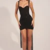 Reeva Minikleid mit Korsett und Drapierung in Schwarz