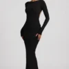 Regine Modal-Maxikleid mit Rüschen und rückenfreiem Ausschnitt in Schwarz Regine Modal-Maxikleid mit Rüschen und rückenfreiem Ausschnitt in Schwarz