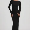 Regine Modal-Maxikleid mit Rüschen und rückenfreiem Ausschnitt in Schwarz Regine Modal-Maxikleid mit Rüschen und rückenfreiem Ausschnitt in Schwarz