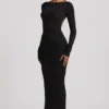 Regine Modal-Maxikleid mit Rüschen und rückenfreiem Ausschnitt in Schwarz Regine Modal-Maxikleid mit Rüschen und rückenfreiem Ausschnitt in Schwarz