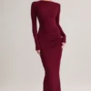 Regine Modal-Maxikleid mit Rüschen und rückenfreiem Ausschnitt in Weinrot Regine Modal-Maxikleid mit Rüschen und rückenfreiem Ausschnitt in Weinrot