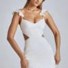 Rialta Cut-Out-Satin-Minikleid in Elfenbein